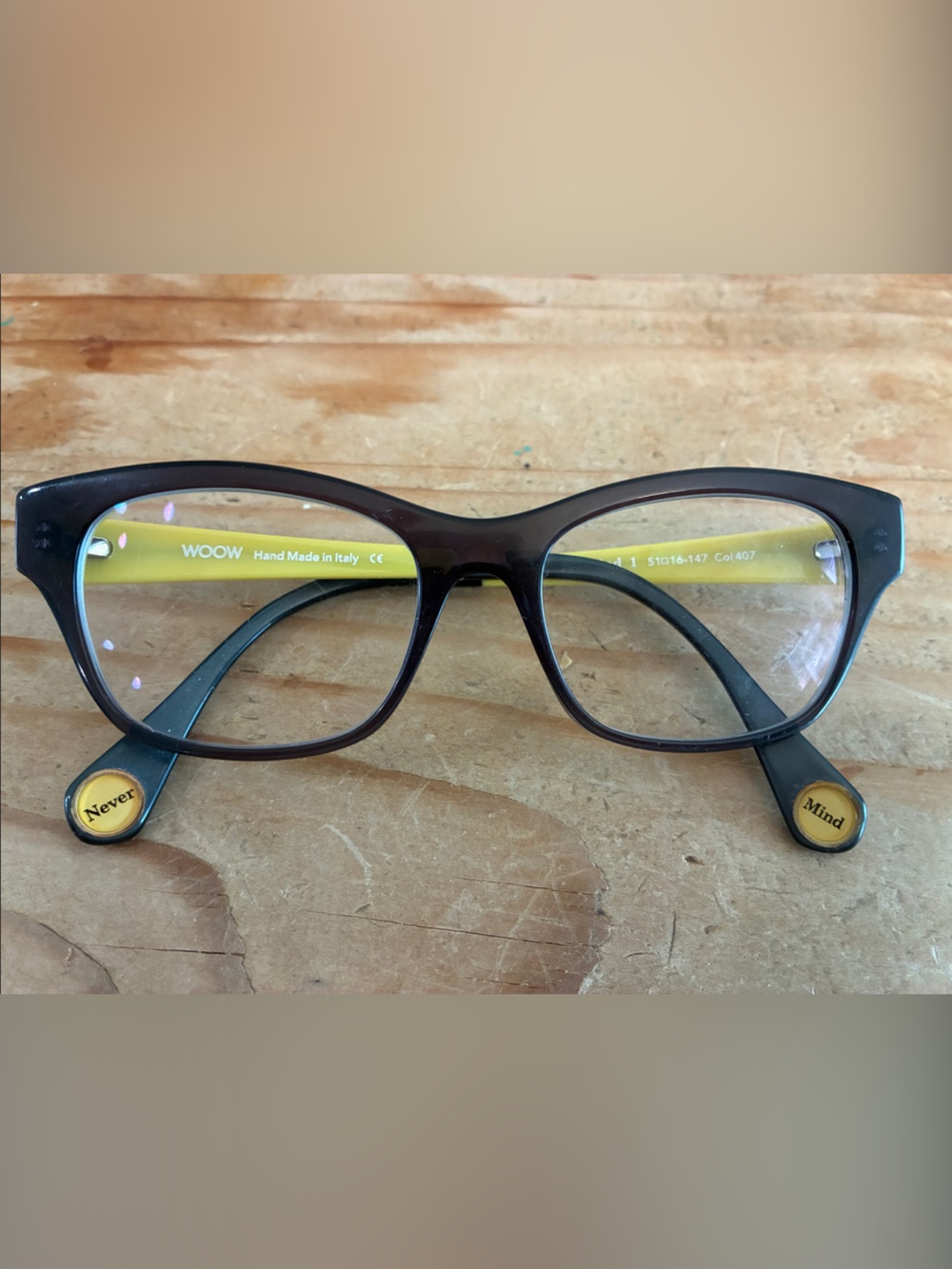 Women's Brown Frames with Yellow Temples Glasses